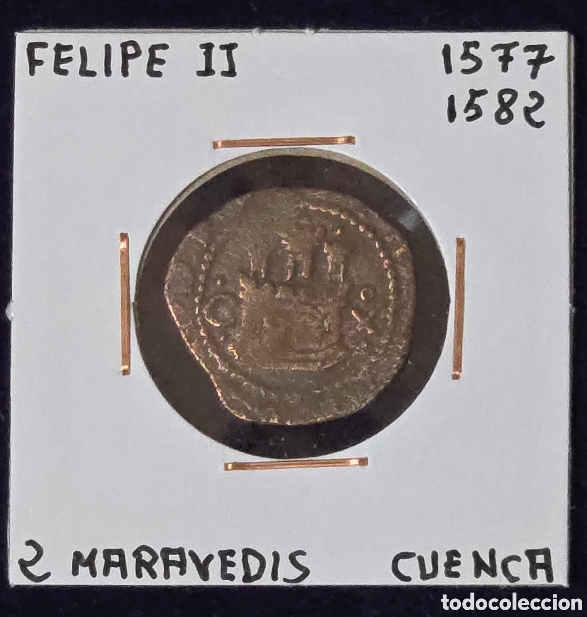 Monedas de Espa&ntilde;a: Felipe II 2 Maravedis 1577-82 ceca de Cuenca