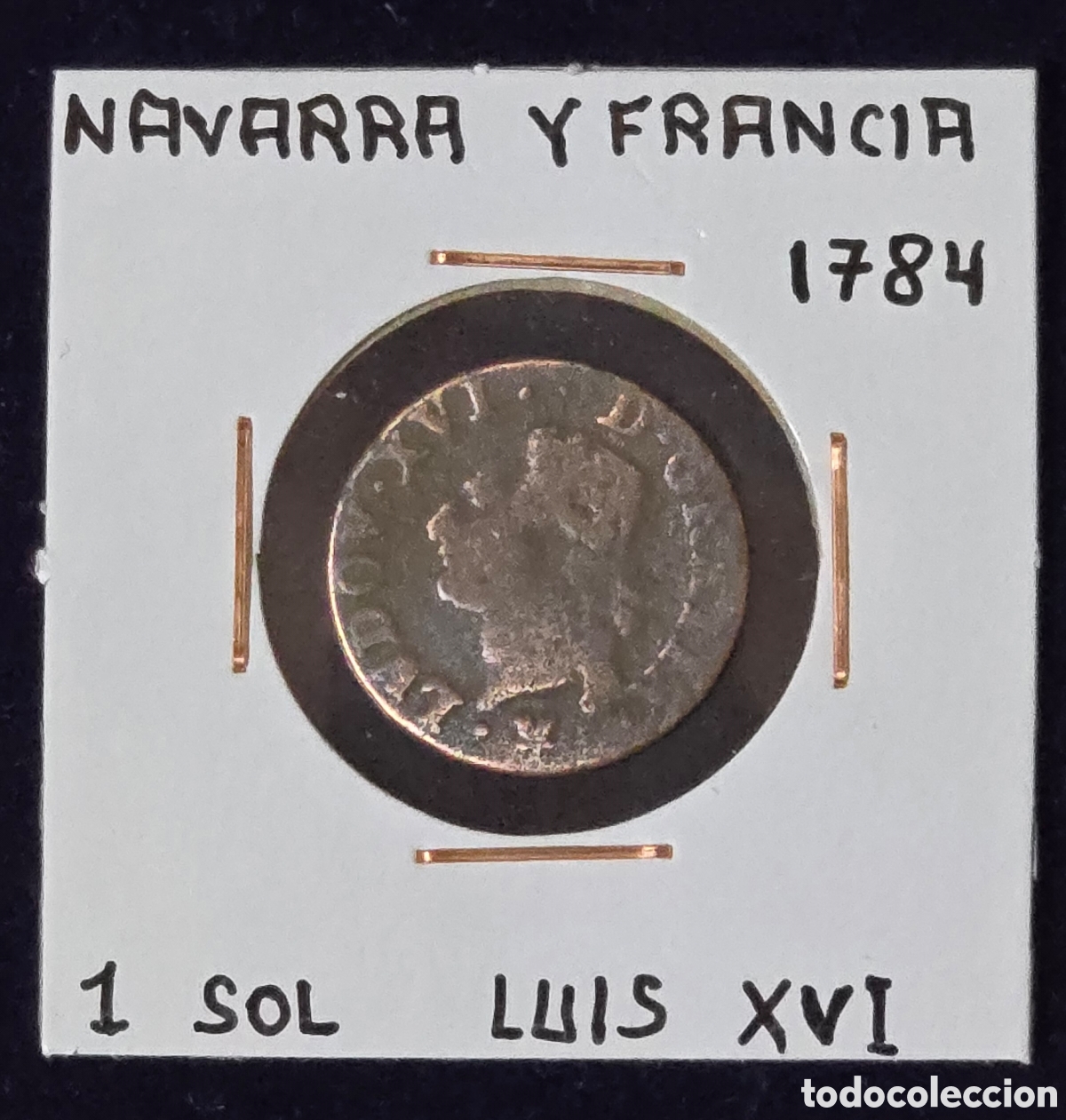 Monedas de Espa&ntilde;a: Lu&iacute;s XVI Navarra y Francia 1 Sol de 1784