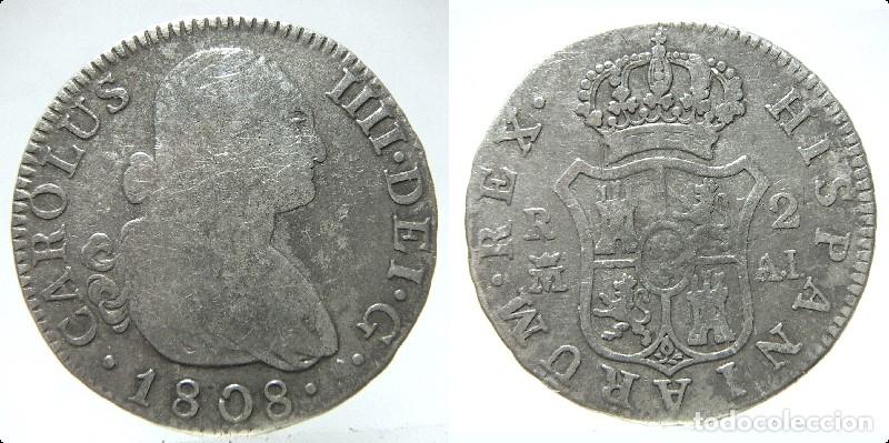 Monedas de Espa&ntilde;a: Moneda de CARLOS IV, 2 Reales, 1808, MADRID -AI