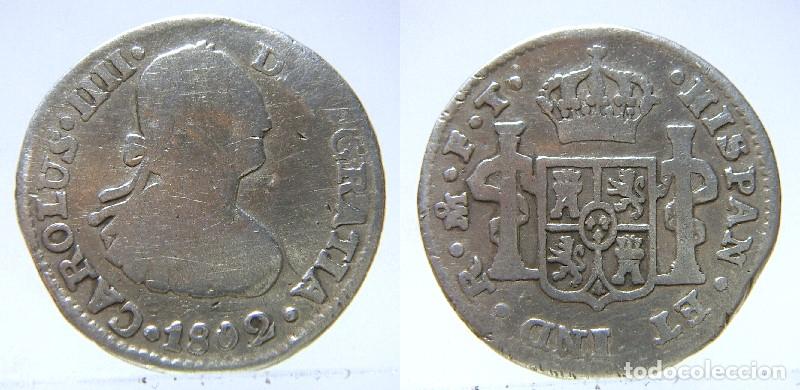 Monedas de Espa&ntilde;a: Moneda de CARLOS IV - MEDIO (1/2) REAL de PLATA 1802 - MEXICO (MEJICO)