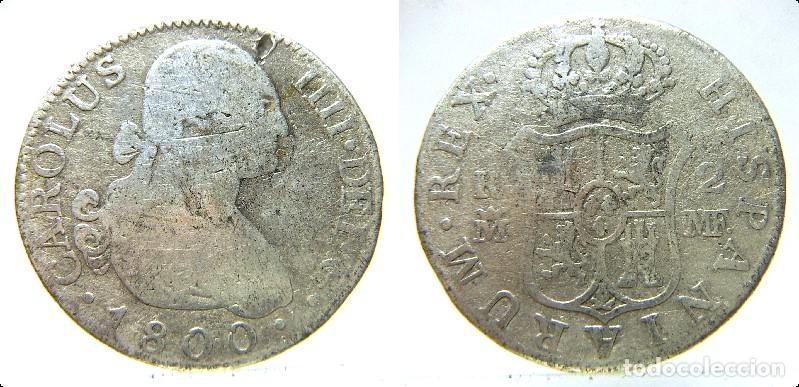 Monedas de Espa&ntilde;a: Moneda de CARLOS IV. 2 REALES. PLATA. 1800. MADRID
