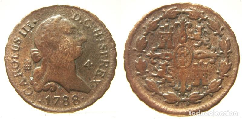 Monedas de Espa&ntilde;a: Moneda de CARLOS III 4 MARAVEDIS 1788 SEGOVIA