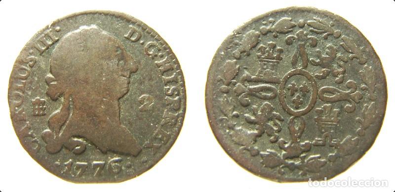 Monedas de Espa&ntilde;a: Moneda de CARLOS III 2 MARAVEDIS 1776 SEGOVIA