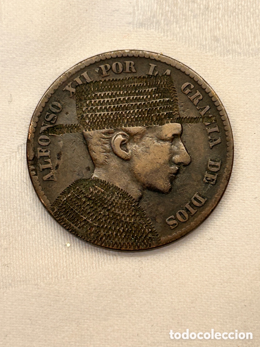 Monedas de Espa&ntilde;a: Moneda de 10 c&eacute;ntimos, retocada a mano.