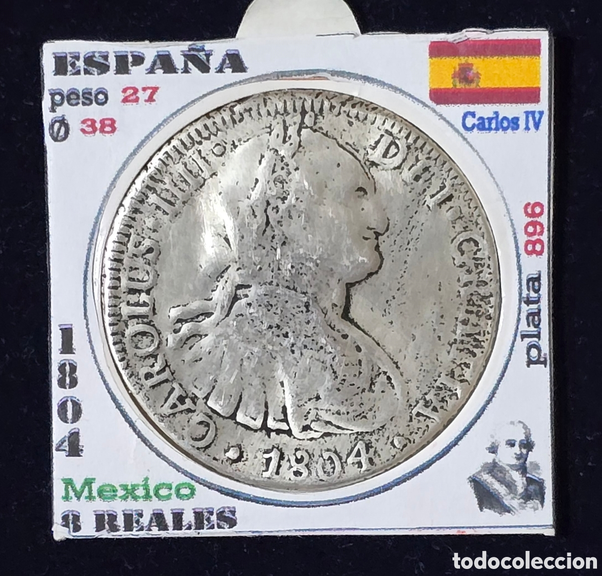 Monedas de Espa&ntilde;a: Espa&ntilde;a Carlos IV 8 Reales de Plata 1804 Mexico