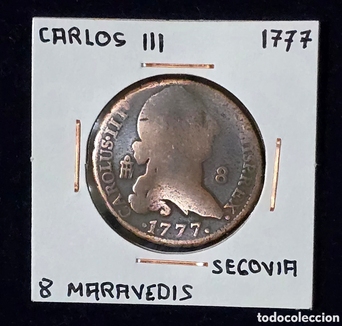 Monedas de Espa&ntilde;a: Carlos III 8 Maravedis de 1777 Segovia