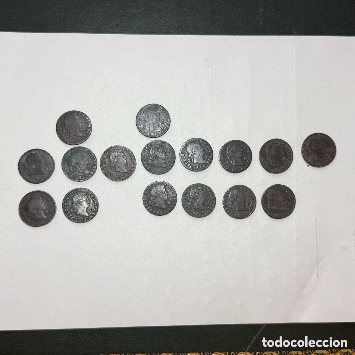 Monedas de Espa&ntilde;a: Colecci&oacute;n de 16 monedas de 2 Maraved&iacute;s de Fernando VII - Desde 1825 hasta 1833