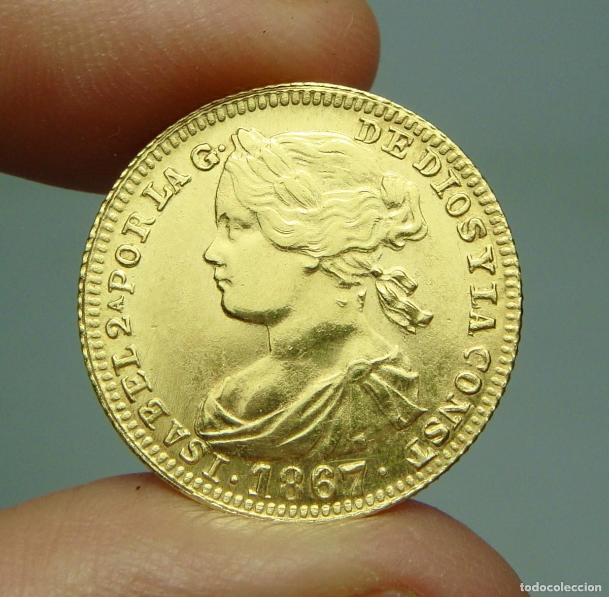 Monedas de Espa&ntilde;a: 4 Escudos. ORO. Isabel II. Madrid - 1867 *67