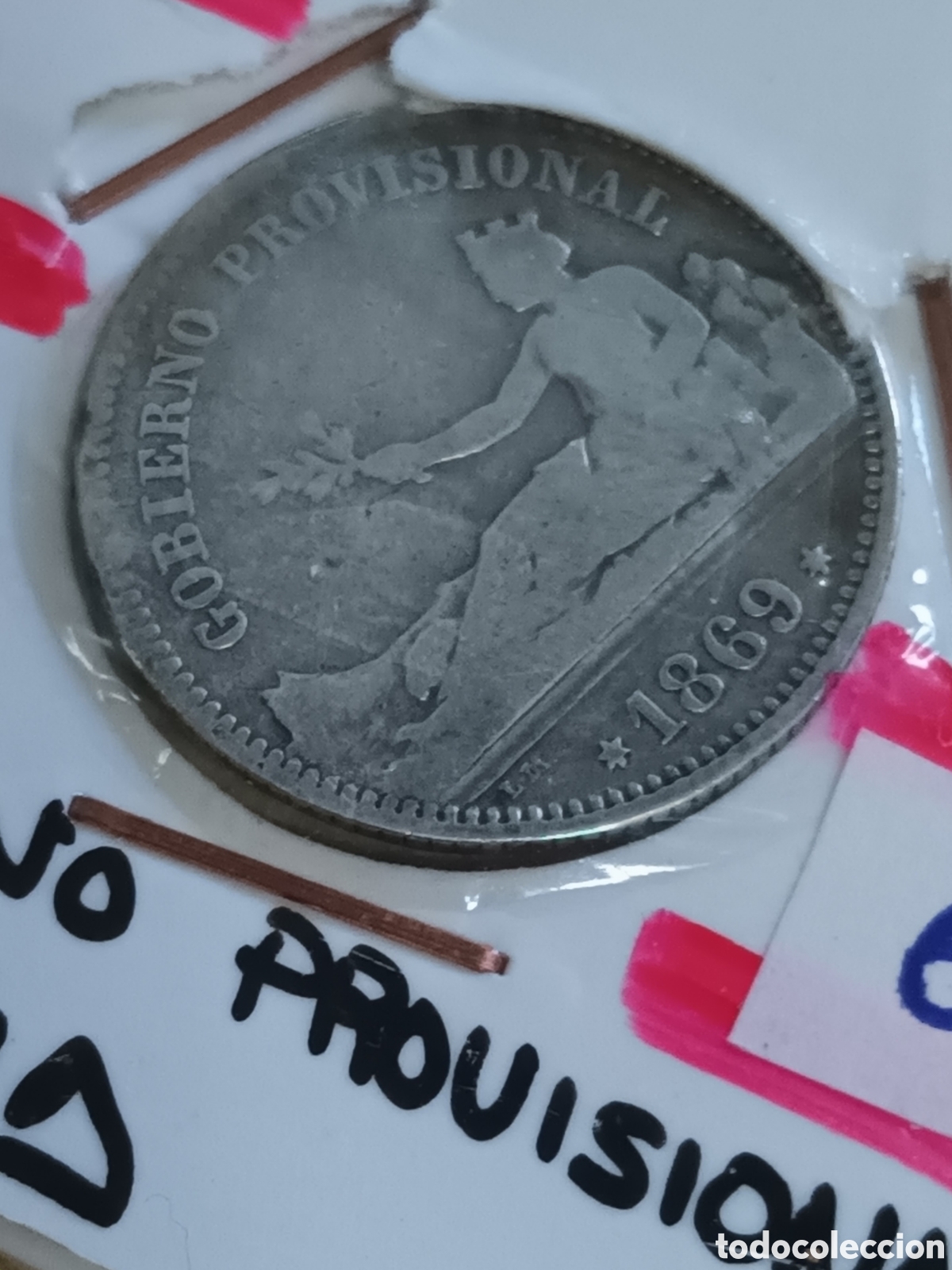 Monedas de Espa&ntilde;a: MONEDA DE 1 PESETA DE PLATA A&Ntilde;O 1869 GOBIERNO PROVISIONAL DE ESPA&Ntilde;A
