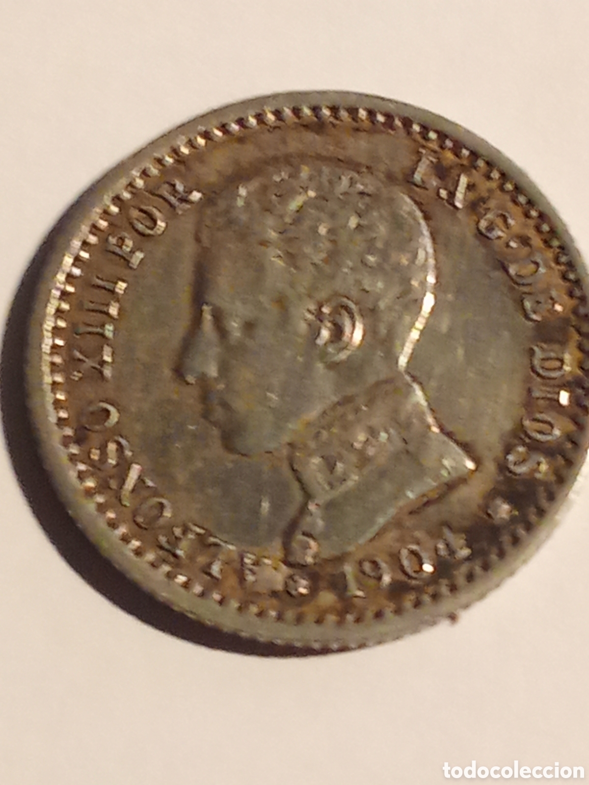 Monedas de Espa&ntilde;a: Moneda de 50 centimos ALFONSO XII plata 1904 buena conservacion ,JMJ