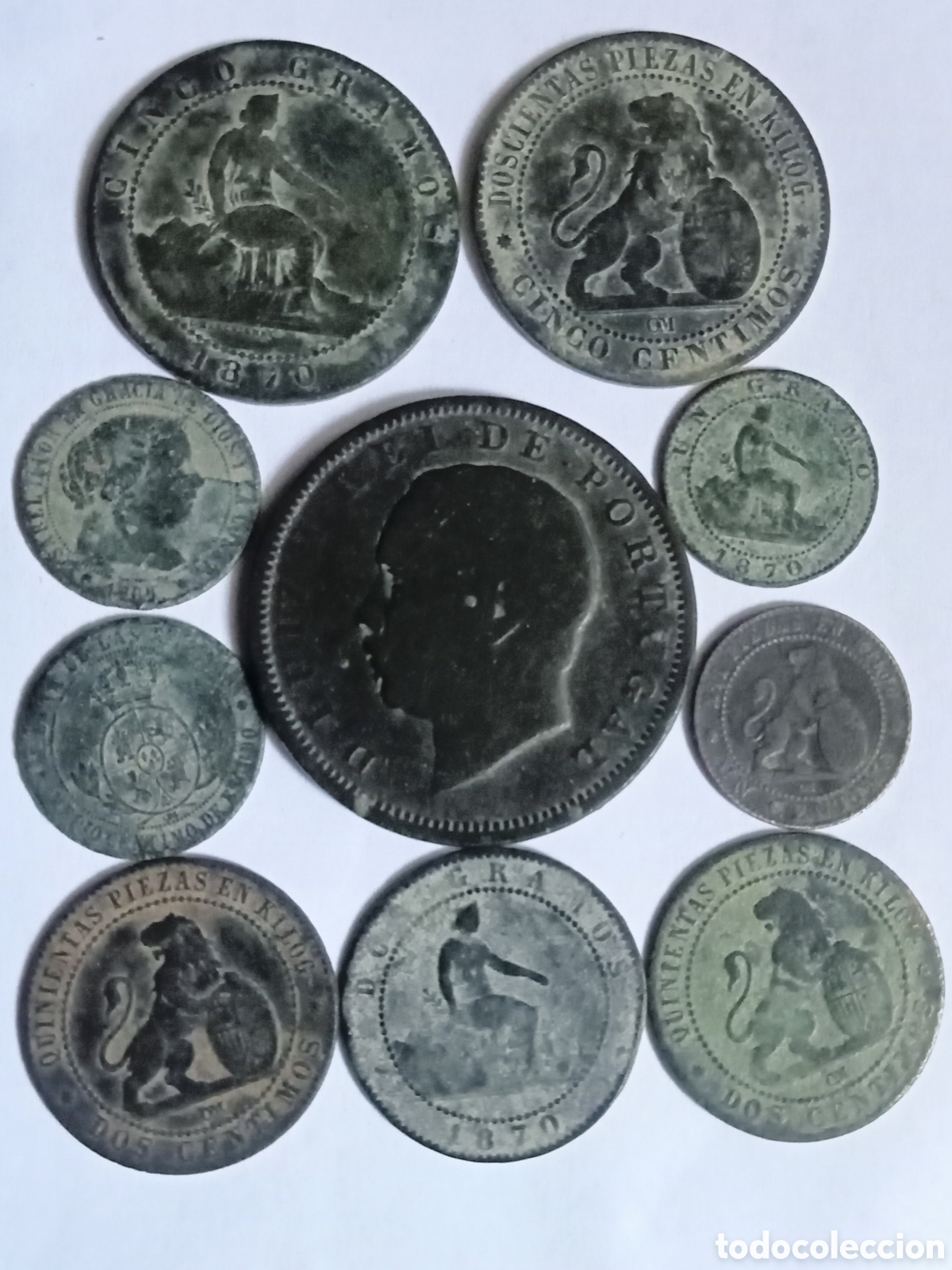 Monedas de Espa&ntilde;a: LOTE MONEDAS -A&Ntilde;OS 1868 AL 1870 - 10 MONEDAS