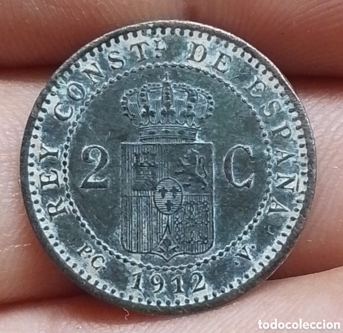 Monedas de Espa&ntilde;a: D-Alfoso XIII 2 c&eacute;ntimos P.C.V Madrid 1912