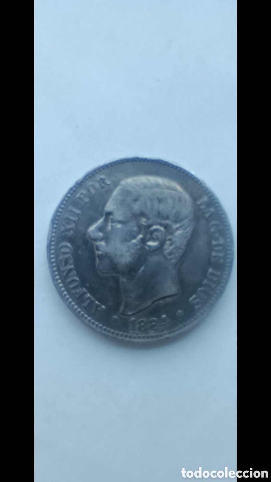 Monedas de Espa&ntilde;a: 5 pesetas de plata (duro de plata) Alfonso XII, a&ntilde;o 1884, estrellas visibles *18*84.