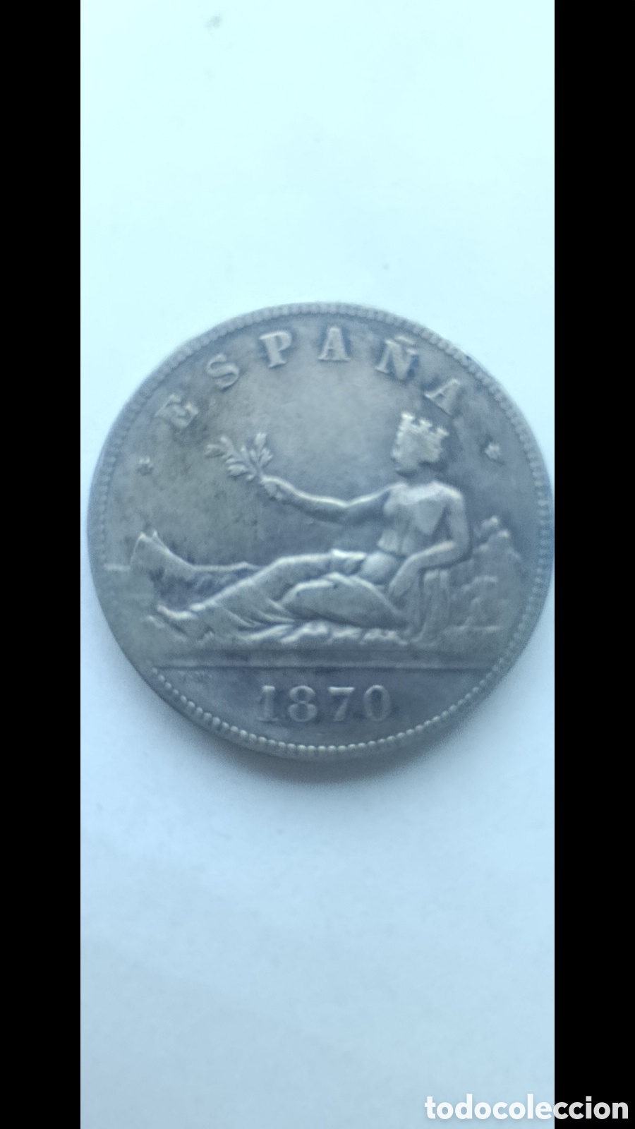Monedas de Espa&ntilde;a: 5 pesetas de plata (duro de plata) Gobierno Provisional, a&ntilde;o 1870, estrellas visibles *18*71