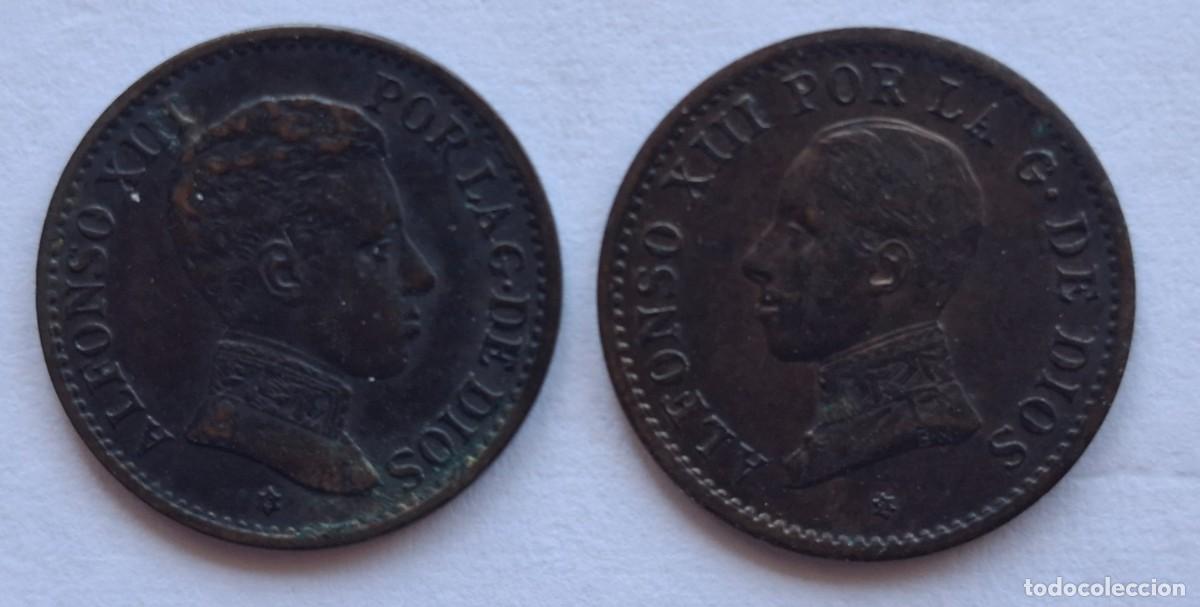 Monedas de Espa&ntilde;a: 1 ctm Alfonso xiii 1906 y 1912 . Sin circular