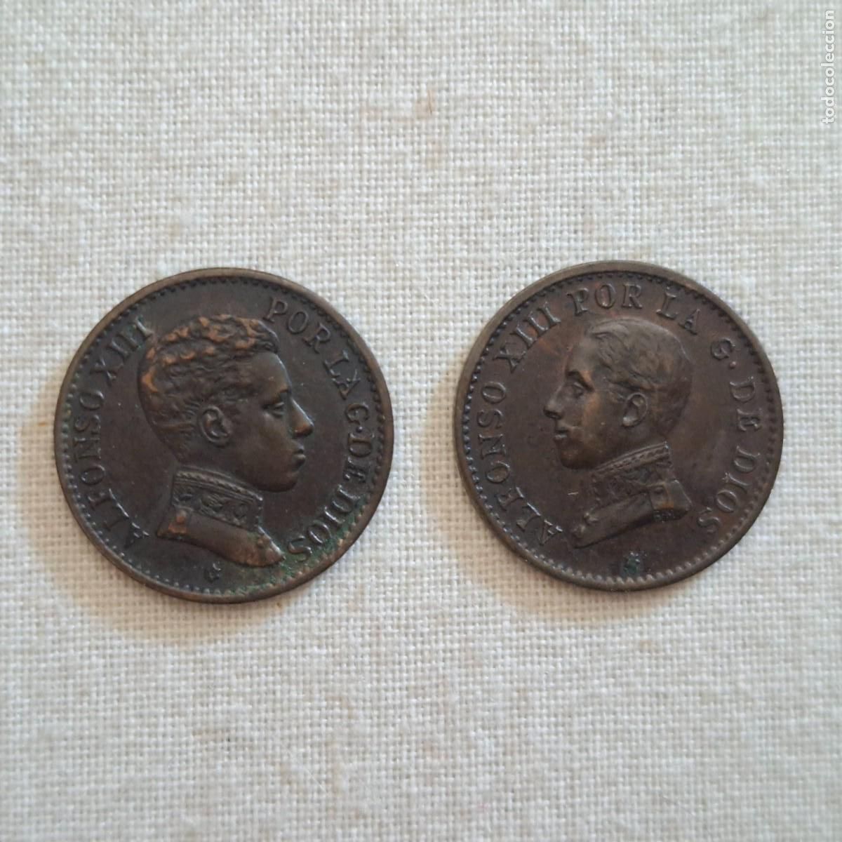 Monedas de Espa&ntilde;a: 1 ctm Alfonso xiii 1906 y 1912 . Sin circular
