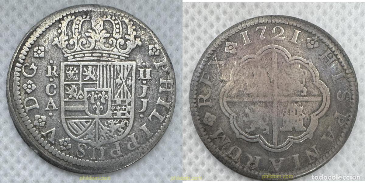 Monedas de Espa&ntilde;a: 5137 ESPA&Ntilde;A 1721 FELIPE V 2 REALES 1721 CUENCA JJ