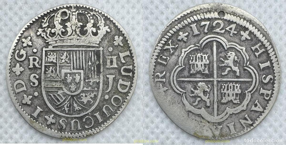 Monedas de Espa&ntilde;a: 5140 ESPA&Ntilde;A 1724 LUIS I 1724 2 REALES SEVILLA J
