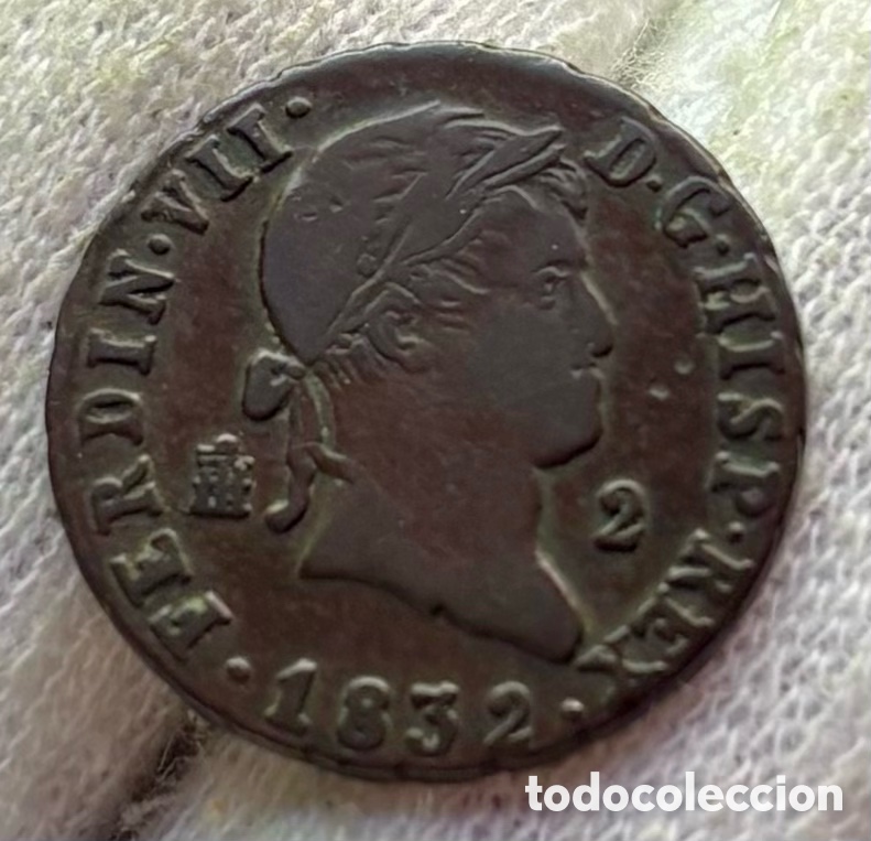 Monedas de Espa&ntilde;a: Moneda 2 Maravedis 1832 Segovia. Fernando VII