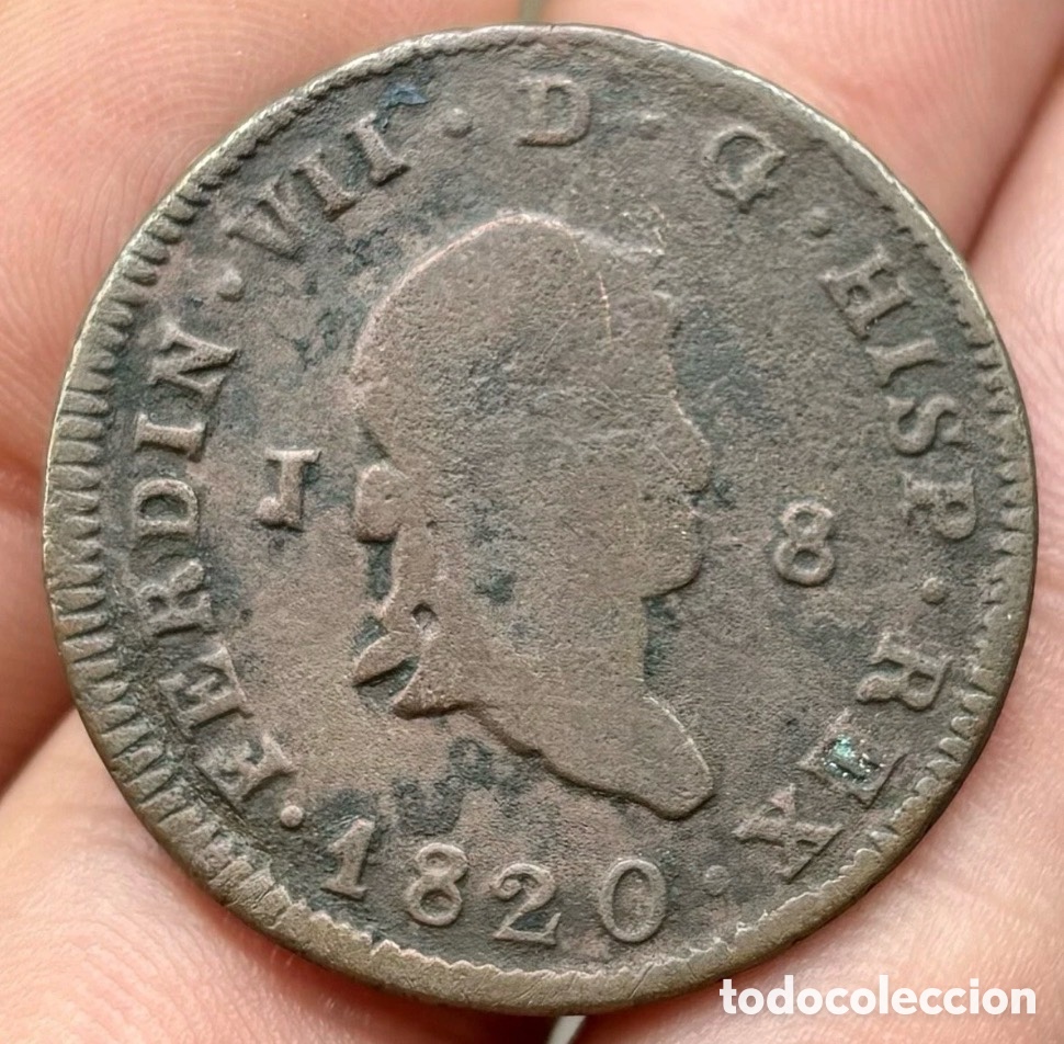 Monedas de Espa&ntilde;a: Moneda 8 Maravedis 1820 Jubia . Fernando VII