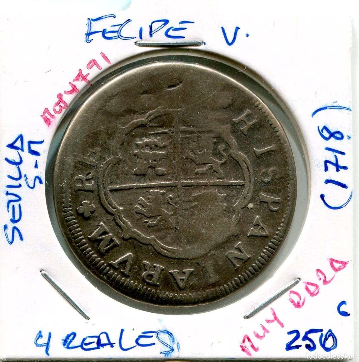 Monedas de Espa&ntilde;a: 4 REALES FELIPE V ( 1718 ) SEVILLA S.M ( MUY RARA ) ( MES4791 )