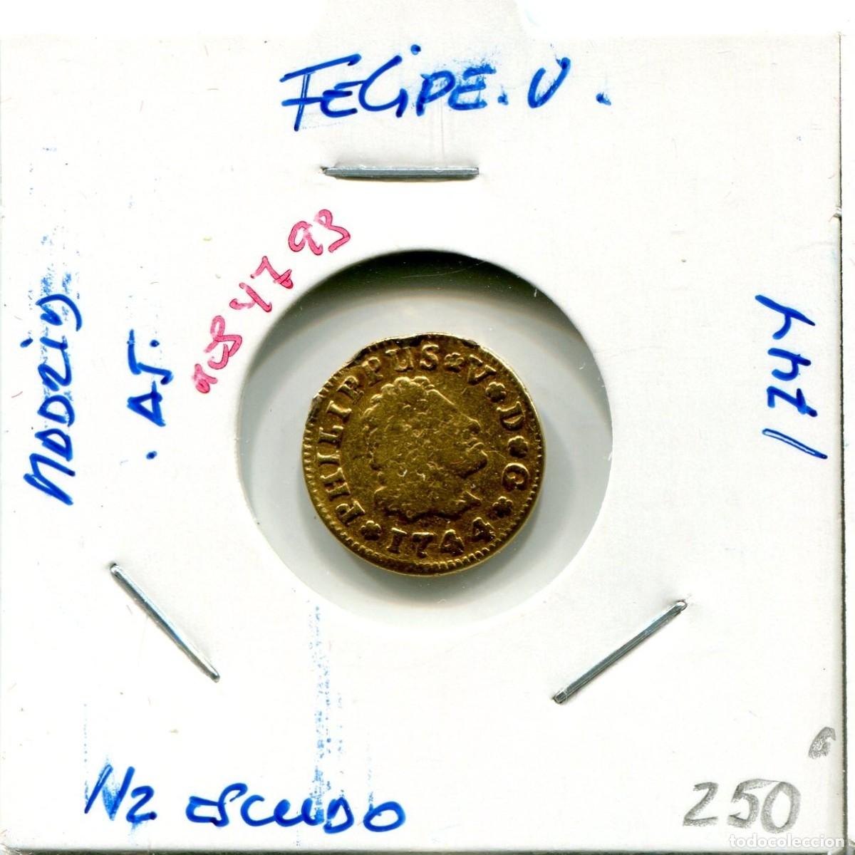 Monedas de Espa&ntilde;a: MEDIO ESCUDO FELIPE V A&Ntilde;O 1744 MADRID AJ ( MES4793 )