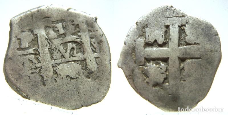 M&uuml;nzen von Spanien: Moneda macuquina de Felipe V ,1 real de Lima, 2,80 gr.
