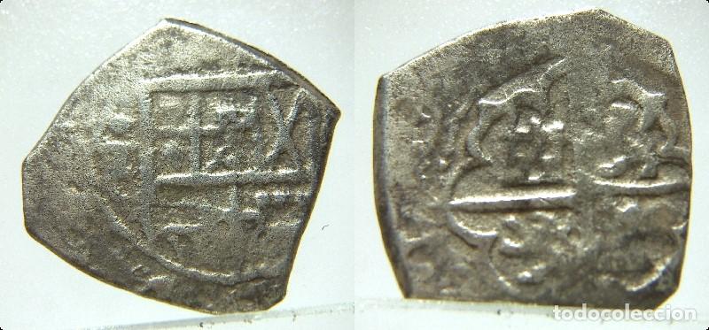 Monedas de Espa&ntilde;a: Moneda macuquina de Felipe II ,1 real , 3,30 gr.