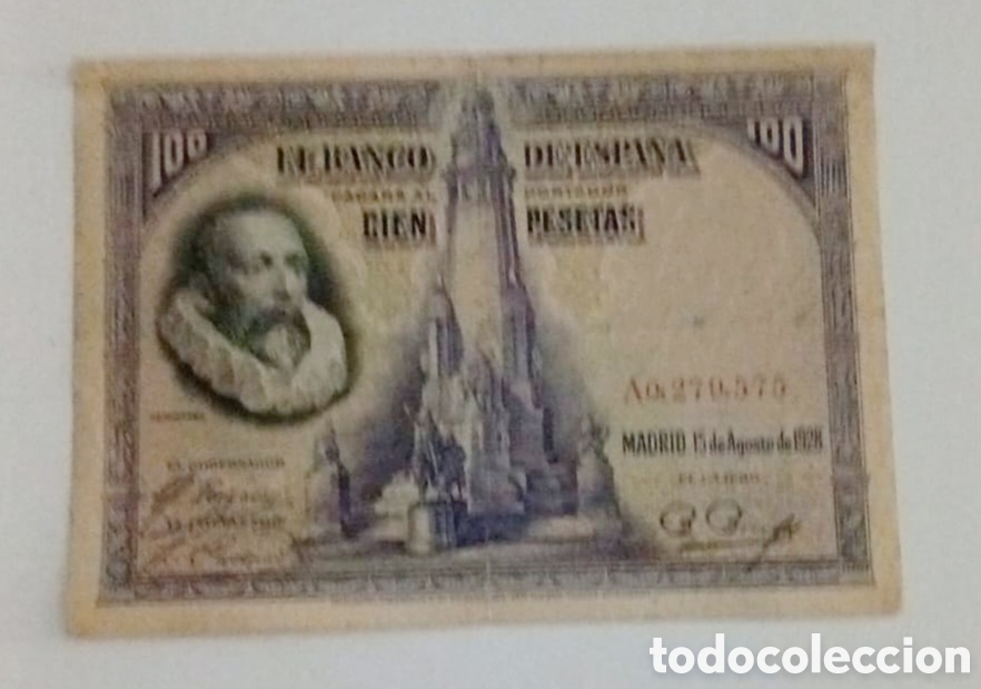 Monedas de Espa&ntilde;a: BILLETE 100 PESETAS, 1928.