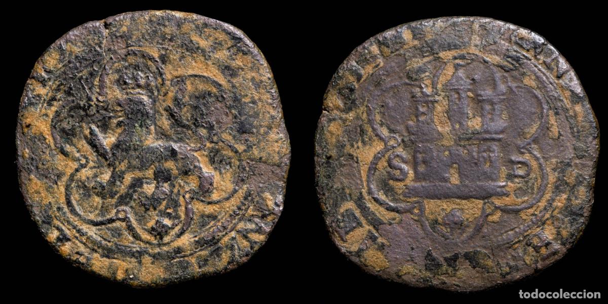 Monedas de Espa&ntilde;a: 4 Maravedis Catholic Kings, Sevilla Mint (BAU 1884)- 29 mm / 7.81 gr.