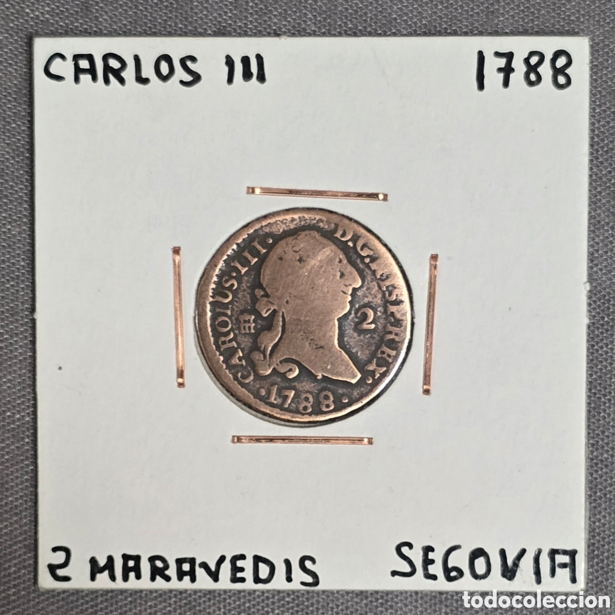 Monedas de Espa&ntilde;a: Carlos III 2 Maravedis 1788 Segovia