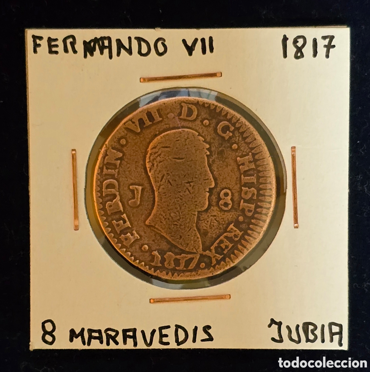 Monedas de Espa&ntilde;a: Fernando VII 8 Maravedis de 1817 Jubia