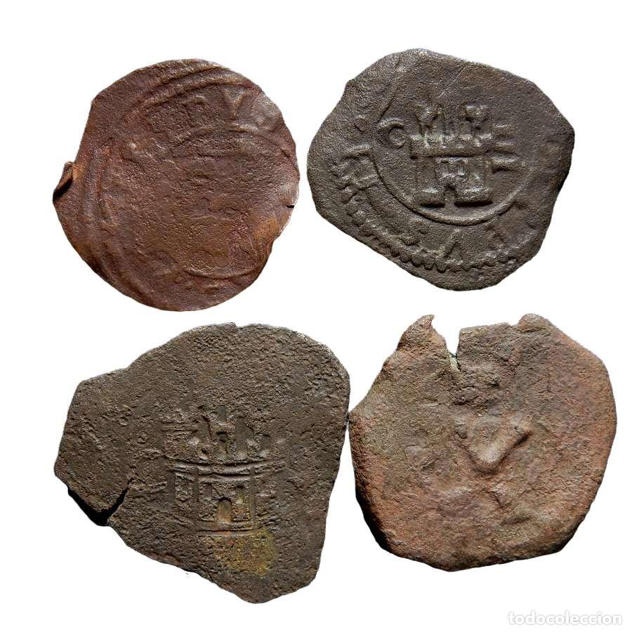 Monedas de Espa&ntilde;a: Lote de 4 monedas de los Austrias. Variados 463-F