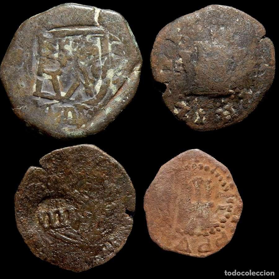 Monedas de Espa&ntilde;a: Lote de 4 monedas de los Austrias. Variados 444-F