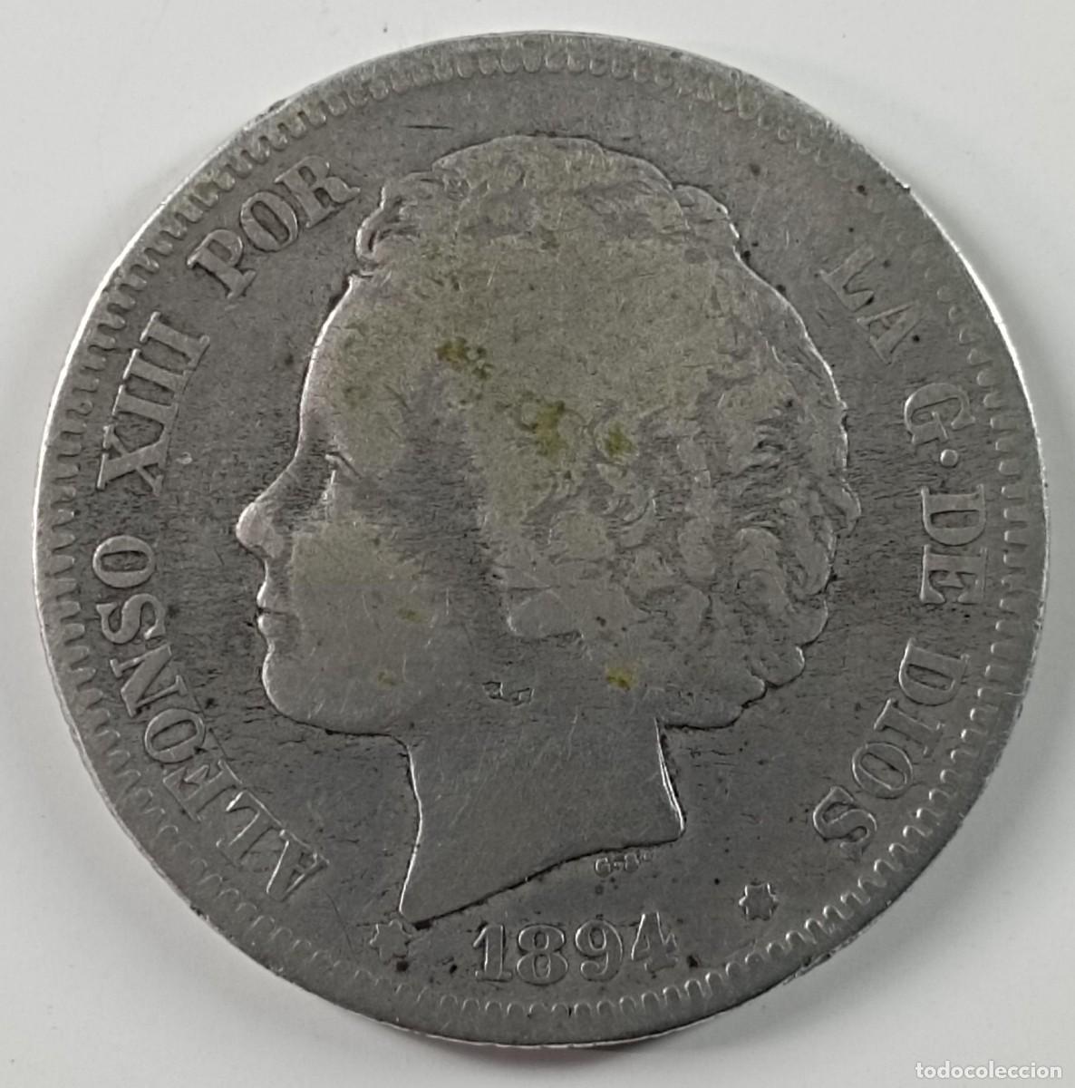 Monedas de Espa&ntilde;a: Moneda de Espa&ntilde;a 2 pesetas Alfonso XIII 1894 de plata