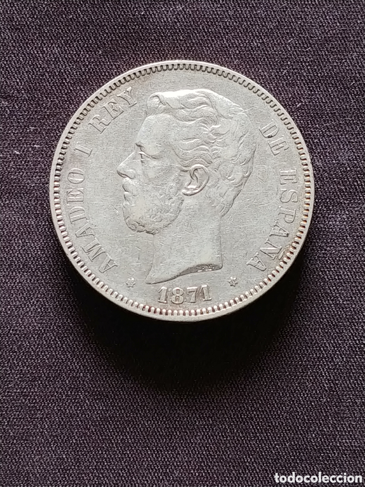 Monedas de Espa&ntilde;a: Espa&ntilde;a, &rdquo;Amadeo I&rdquo;, 5 Pesetas 1871, plata .900 mls.