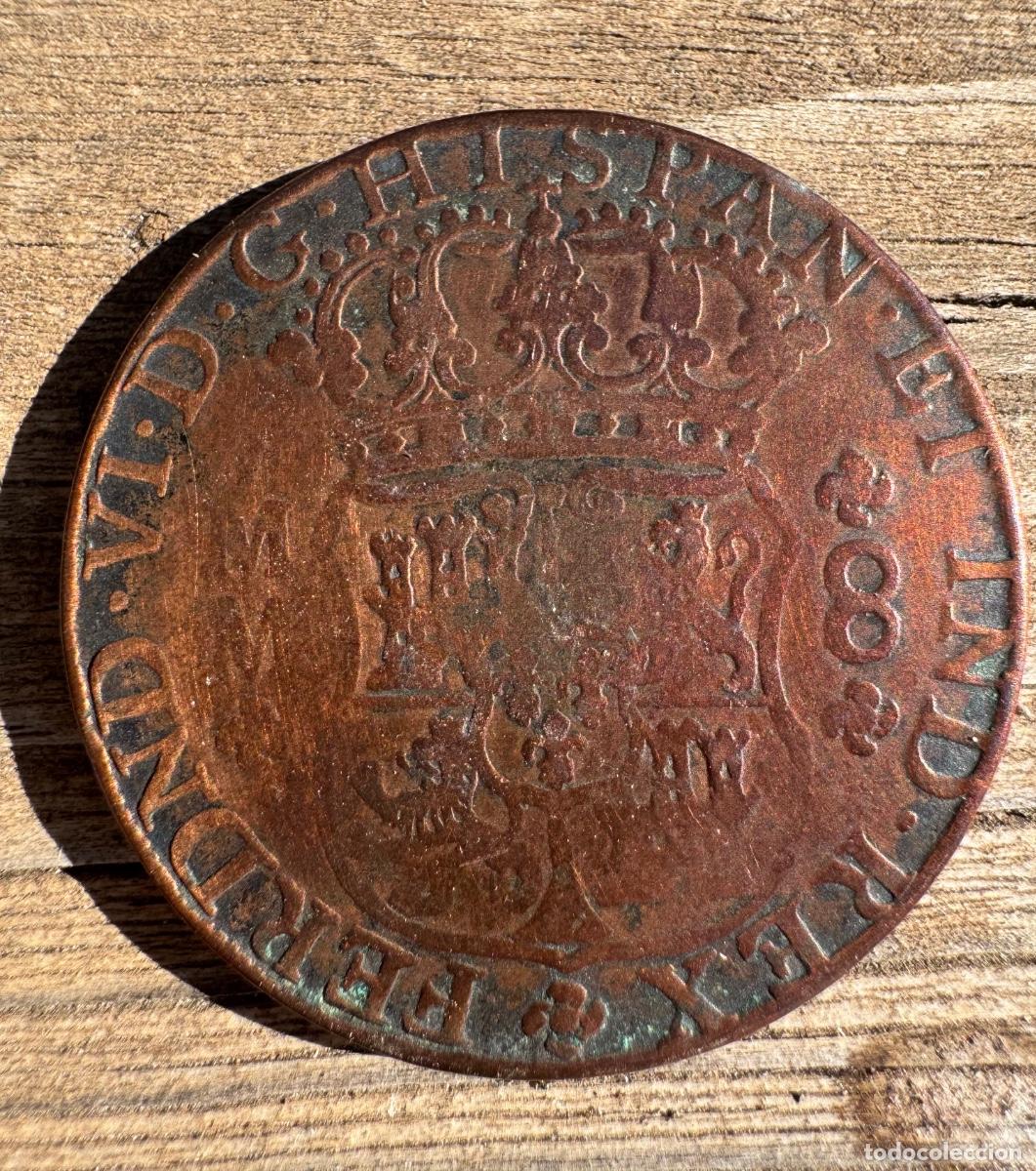 Monedas de Espa&ntilde;a: Moneda de 8 maraved&iacute;es fernando VI 1756 COLONIAL Ceca M&eacute;xico cobre BC+