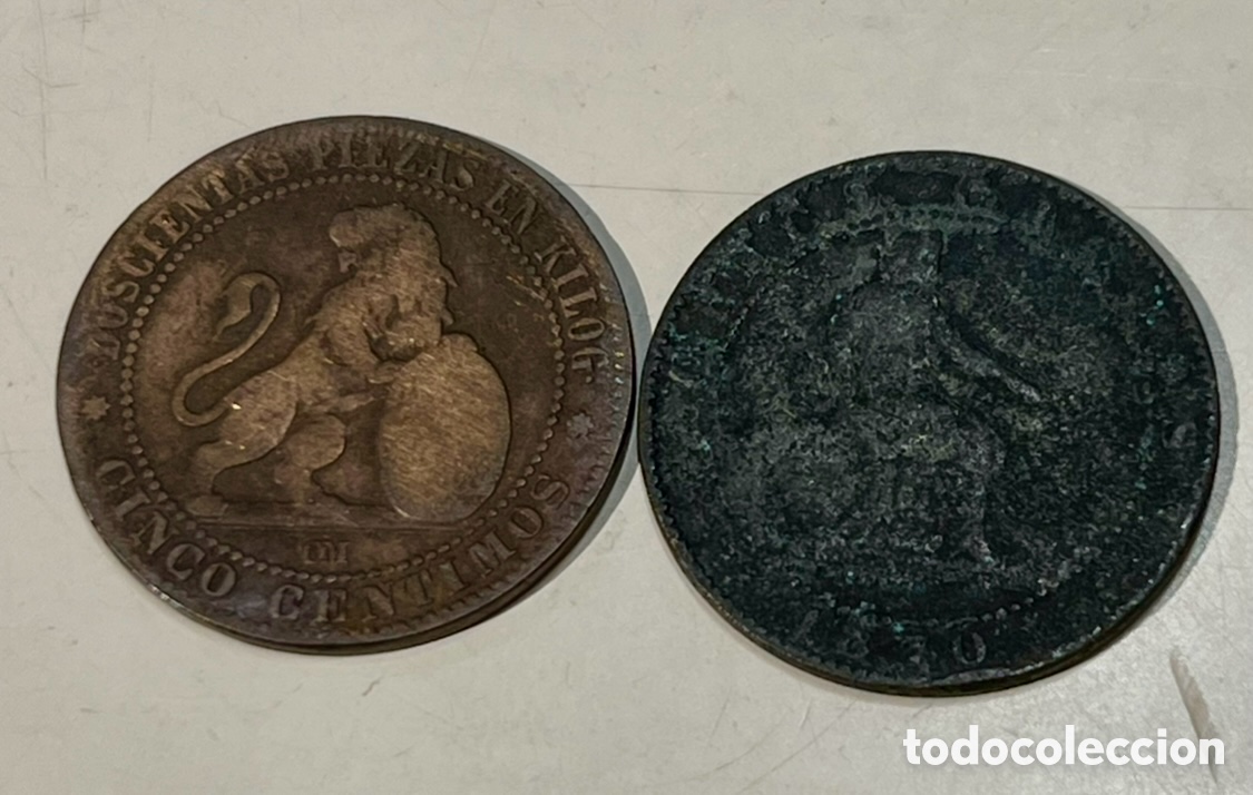 Monedas de Espa&ntilde;a: Moneda. Espa&ntilde;a. Bronce. 5 C&eacute;ntimos. 1870.