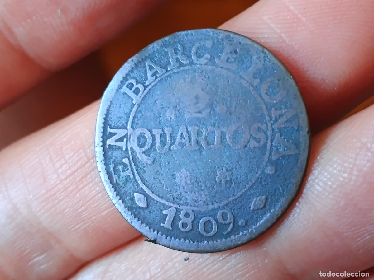 Monedas de Espa&ntilde;a: 2 QUARTOS JOS&Eacute; NAPOLE&Oacute;N 1809 BARCELONA. RARA
