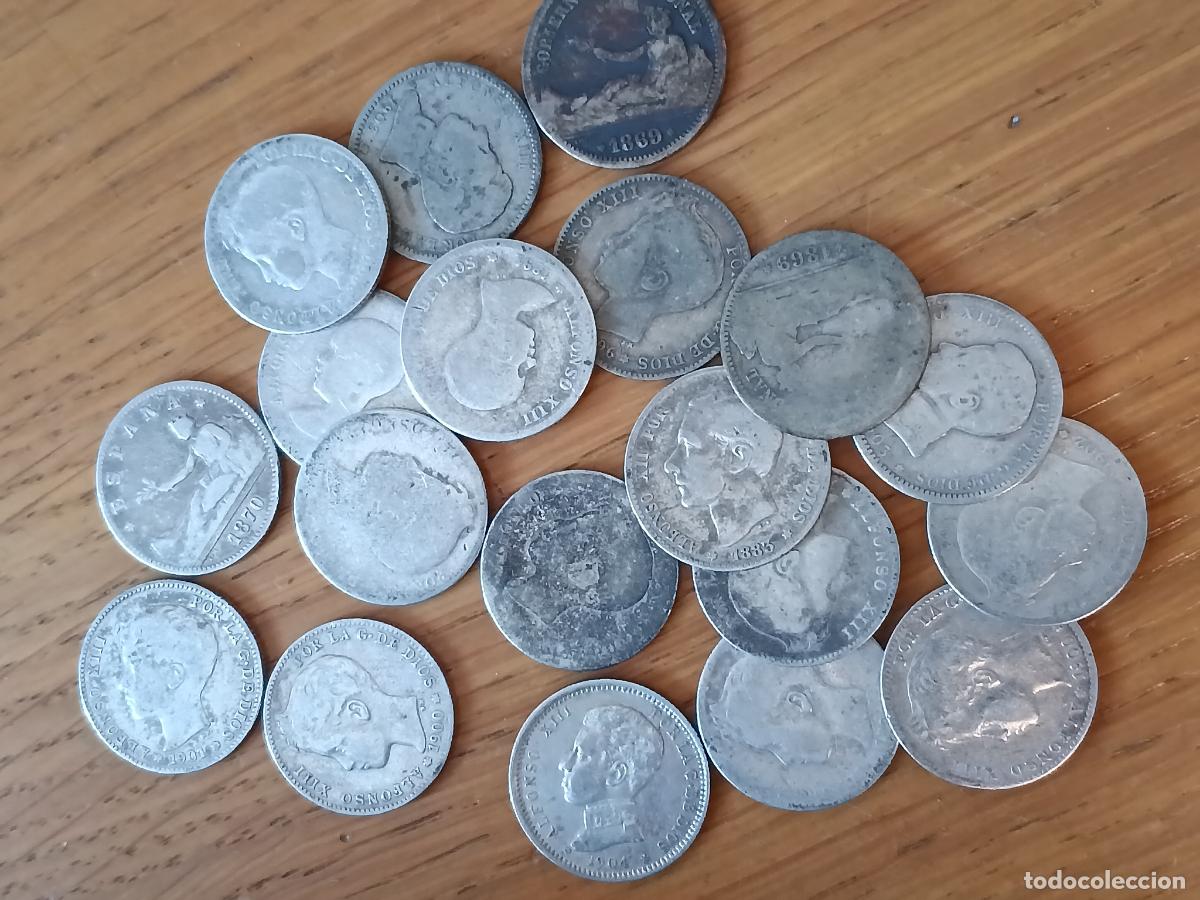 M&uuml;nzen von Spanien: Lote de 19 monedas de una peseta de plata