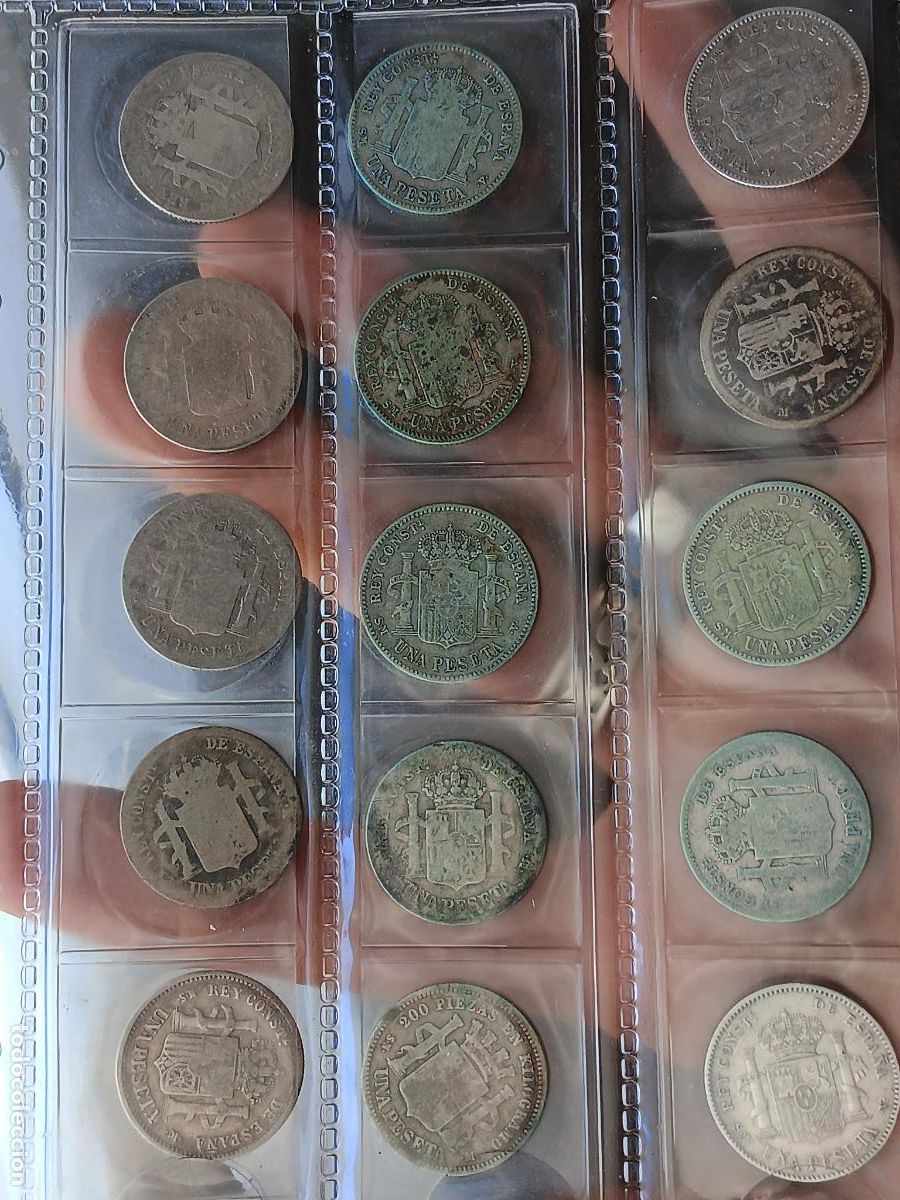 Monedas de Espa&ntilde;a: Lote de 15 monedas de una peseta de plata