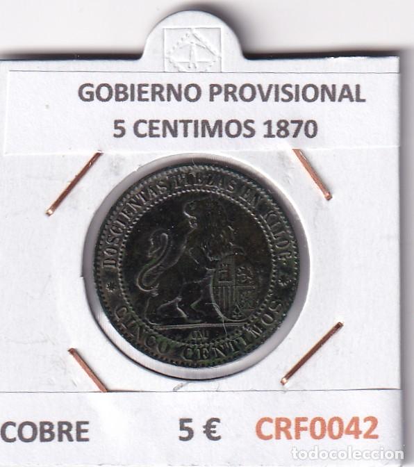 Coins of Spain: CRF0042 MONEDA ESPA&Ntilde;A GOBIERNO PROVISIONAL 5 CENTIMOS 1870 COBRE