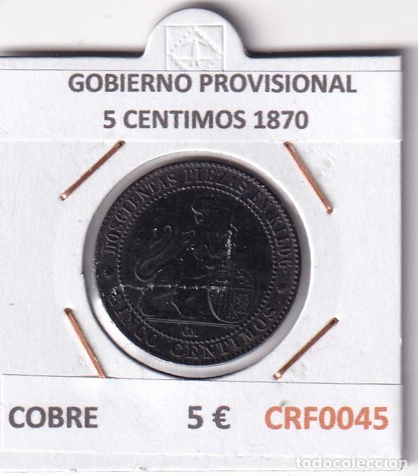 M&uuml;nzen von Spanien: CRF0045 MONEDA ESPA&Ntilde;A GOBIERNO PROVISIONAL 5 CENTIMOS 1870 COBRE