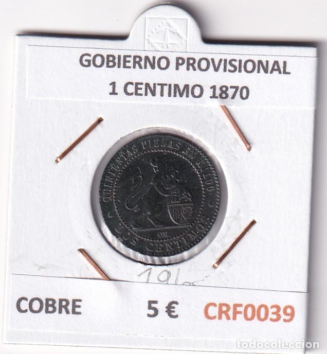 Monnaies d'Espagne: CRF0039 MONEDA ESPA&Ntilde;A GOBIERNO PROVISIONAL 2 CENTIMOS 1870 COBRE