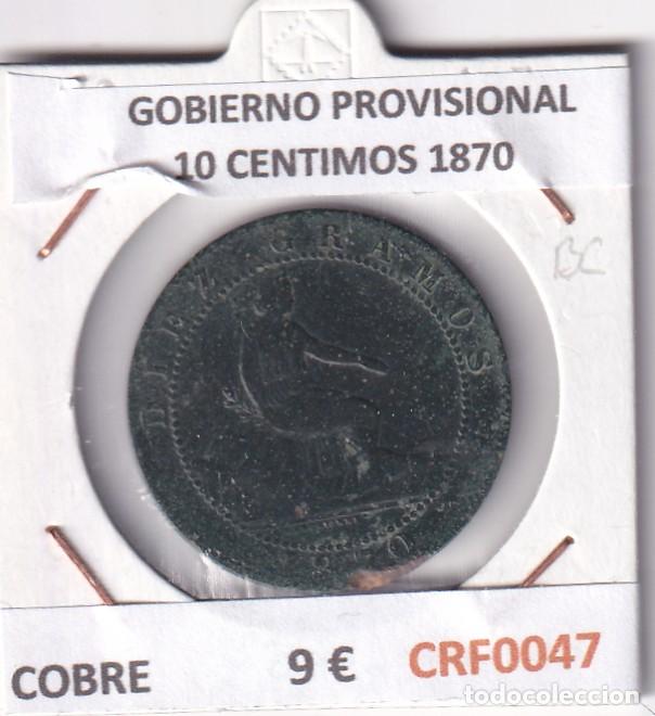 M&uuml;nzen von Spanien: CRF0047 MONEDA ESPA&Ntilde;A GOBIERNO PROVISIONAL 10 CENTIMOS 1870 COBRE