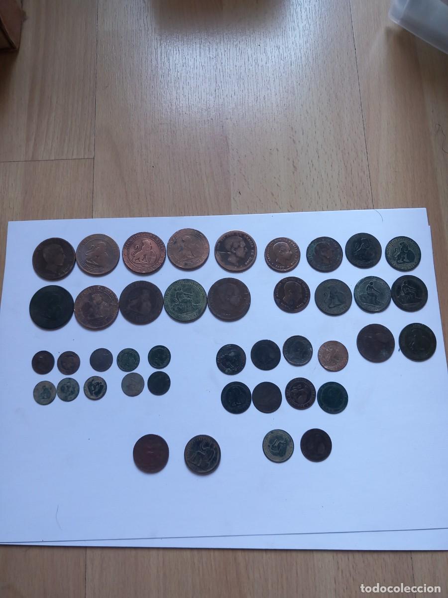 Monedas de Espa&ntilde;a: Lote 42 monedas cobre. Gobierno Provisional, Alfonso XII, Alfonso XIII y Segunda Rep&uacute;blica