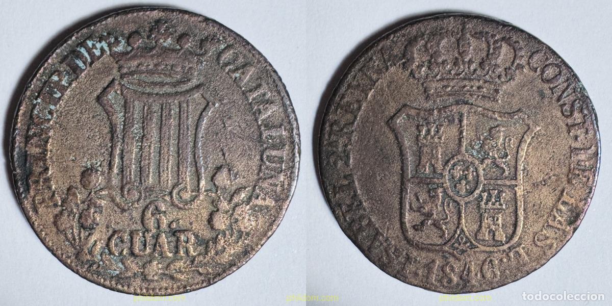 Monnaies d'Espagne: 1769 ESPA&Ntilde;A 1846 ISABEL II 6 CUARTOS PRINCIPADO CATALU&Ntilde;A 1846
