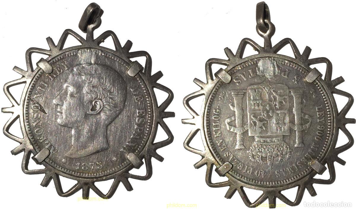 Monnaies d'Espagne: 1870 ESPA&Ntilde;A 1875 ALFONSO XII 5 PESETAS 1875 DE-M