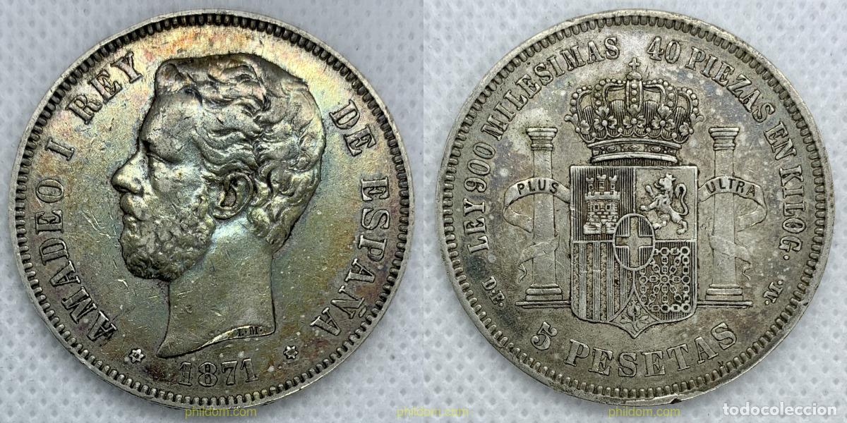 Monedas de Espa&ntilde;a: 2506 ESPA&Ntilde;A 1871 5 Pesetas Amadeo I - 1871 18-74 Madrid DE M