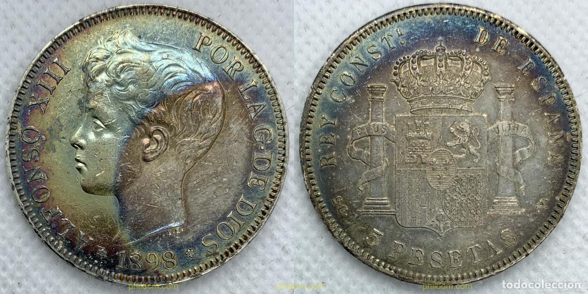 Monnaies d'Espagne: 2401 ESPA&Ntilde;A 1898 ALFONSO XIII 5 PESETAS 1898 SG V